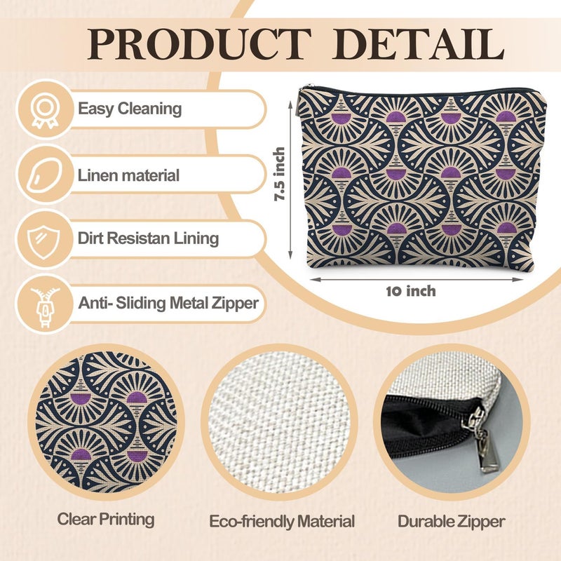 RYYCDOI Boho Makeup Bag Gifts for Women, Sunset Leaf Aesthetic Makeup Pouch(Purple) - Image 2